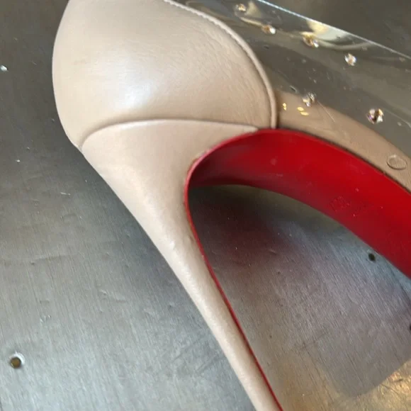 Christian Louboutin degrastrass nude pvc crystal Preowned 100mm stiletto 38.5 - Picture 8 of 14